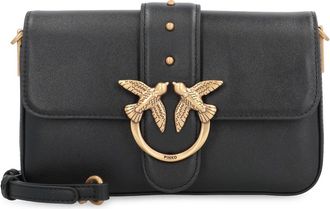 Pinko Pinko, Tassen, Dames, Zwart, ONE Size, Katoen, Love One Mini Slouchy leren schoudertas