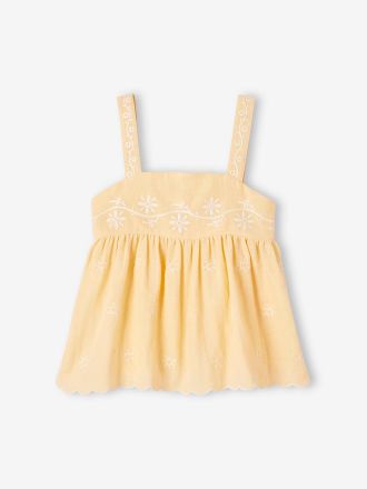 Vertbaudet Bestickte M&auml;dchen Bluse pastellgelb