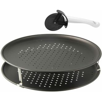 Zenker Zenker 7512 Pizza Due Vassoio a 2 Ripiani, per Pizza, con distanziatore e Rotella tagliapizza