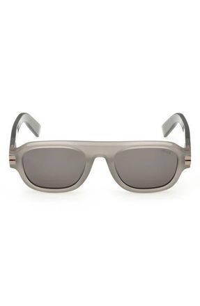 Ermenegildo Zegna 52mm Geometric Sunglasses in Grey /Smoke at Nordstrom