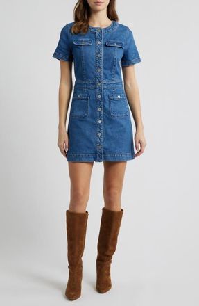 Paige Kiya Snap Front Denim Mini Shirtdress in Adventure at Nordstrom, Size 00
