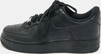 Air Jordan s Black Leather Air Force 1 Lace Up Sneakers