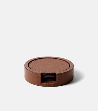 Giobagnara Set di 6 sottobicchieri in pelle con base