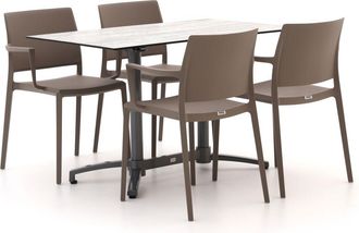 Forza Furniture Forza Sile/Canzo 120cm dining tuinset 5-delig stapelbaar inklapbaar