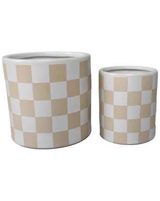Flora Bunda Set Of 2 Checker Planters