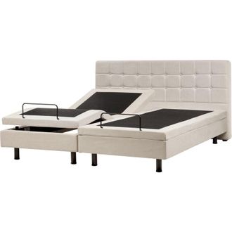 Beliani Modern eu Super King Size 6ft Electric Bed Adjustable Remote Control Light Beige Duke