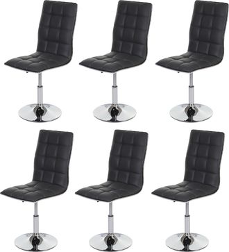 Hhg Hhg - Nunca Usado] Juego De 6 Sillas De Comedor 834, Silla De Cocina, Giratoria Regulable En Altura, Polipiel Certificada Mvg, Gris