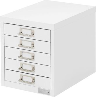 ML Design Armadio per Archiviazione con 5 Cassetti 28x38x33 cm Bianco Cassettiera in Metallo per din A4 Schedario per Ufficio con Portaetichette Armadietto in