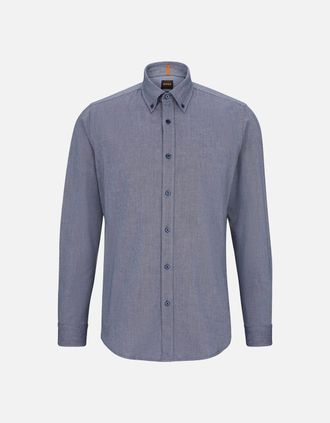 HUGO BOSS Mens Boss Rickert Oxford Regular Fit LS Shirt - Navy - Blue - Size: 38/Regular