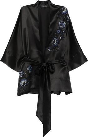 Carine Gilson Vestaglia corta con ricamo - Nero