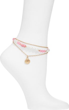BP. Beaded Anklet in Pink- Multi at Nordstrom