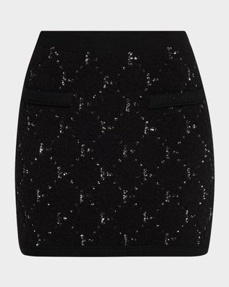 Kobi Halperin Salem Sequin-Embellished Fuzzy Knit Mini Skirt