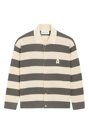 Ami AJOURE STRIPPED COTTON KNIT Size: XS, colour: CREAM