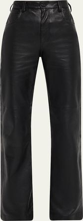 Nili Lotan Joan Leather Straight-Leg Pants
