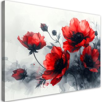 Feeby Impresi&oacute;n De Imagen Flores Rojas En Una Expresiva Composici&oacute;n Pict&oacute;rica 100x70