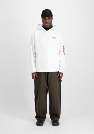 Alpha Industries Hoodie ALPHA INDUSTRIES Signature Backprint Hoodie, Herren, Gr. XXL, weiss (wei&szlig;), Obermaterial: 80% Baumwolle, 20% Polyester, regular fit, Sweatshirt