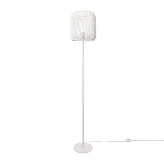 Paco Home Paco Home - L&aacute;mpara De Pie Moderna Sal&oacute;n Dormitorio Rat&aacute;n Dise&ntilde;o Bohemio Mimbre E27 Una Pata Blanco, Blanco (&oslash;28 Cm)
