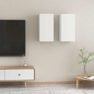 vidaXL Muebles Para Tv 2 Uds Madera Contrachapada Blanco 30,5x30x60 Cm Vidaxl