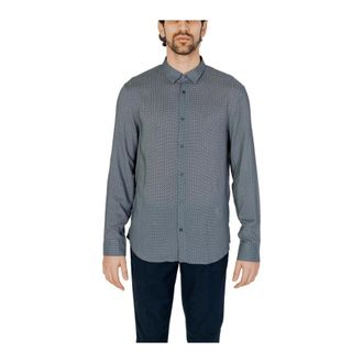 A|X Armani Exchange Casual Shirts, male, Gray, Size: S GeometricPrint Woven Shirt