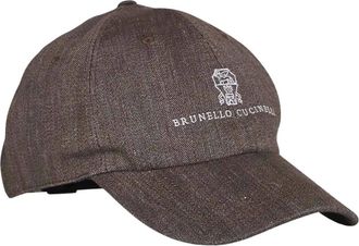 Brunello Cucinelli Accessoires, Heren, Bruin, XL, Wol, Panel Cap