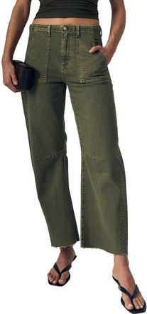 LE JEAN Utility Barrel Leg Jeans in Olive Green at Nordstrom, Size 32