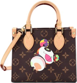 Louis Vuitton x Takashi Murakami Borsa a spalla OnTheGo Tote Limited Edition Panda BB con monogramma - Marrone