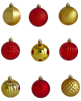 Nearly Natural Holiday Shatterproof, 101 Count Christmas Tree Ornament Set, 60Mm With Re-Useable Tube