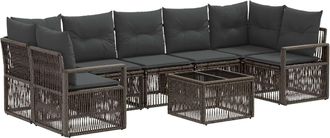 vidaXL Conjunto De Sof&aacute;s De Jard&iacute;n 8 Uds. Gris Rat&aacute;n Sint&eacute;tico Vidaxl