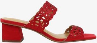 J. Rene&eacute; Womens Keetana Slip On Sandals In Red Satin/stones
