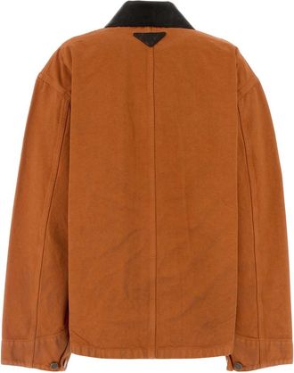 Prada Womens Orange Denim Jacket Arancio Exterior: Cotton Giubbini