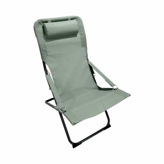 Mobili Rebecca Tumbona plegable de acero y poli&eacute;ster verde y gris, 88x63x83 cm