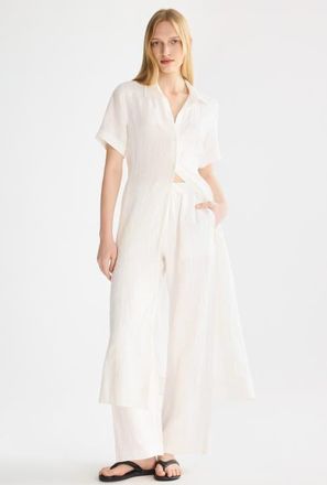 Orolay Classic Linen Maxi Dress in White at Nordstrom, Size X-Large