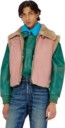 Diesel Shearling leather vest - Leather jackets - Man - Pink