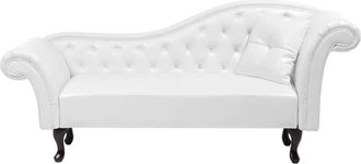 Beliani Chaise longue derecho Piel sint&eacute;tica Blanco