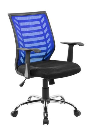 Serena Silla De Oficina Harbour, Silla De Trabajo De Malla Con Reposabrazos, Asiento De Oficina Ergon&oacute;mico, Cm 59x60h93/103, Negro Y Azul