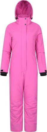 Mountain Warehouse Cloud Womens Ski Suit Insulated Waterproof Adjustable Hood Zip Up Snowsuit Pink Polyamide - Size 12 UK