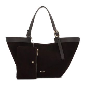 Kazar Urban Suede Pouch Bag - Dames - Shoppers - Bruin - ONE Size - Leer - Tassen