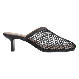 Estro & Luminara Perforated Mule Slippers With Stiletto Heel - female - Estro - Heeled Mules - Black - 4 UK - Shoes