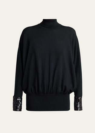 Valentino Garavani Turtleneck Sequined Balloon Sweater