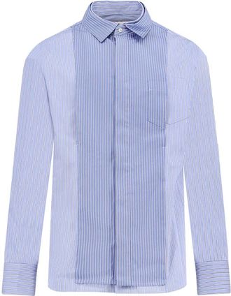 sacai Knoopsluiting Klassieke Overlappende Voorkant Shirt - Heren - Casual Overhemden - Blauw - L - Katoen - Overhemden