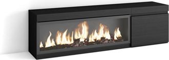 Skraut Home Skraut Home - Mueble Tv, Televisi&oacute;n, Muebles De Sal&oacute;n, Almacenaje, 160, Para Tv Hasta 65, Chimenea El&eacute;ctrica Xxl, Estilo Moderno, Negro