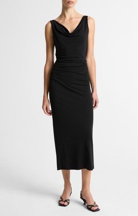 Vince Cowl Neck Matte Jersey Midi Dress in Black at Nordstrom, Size Xx-Small