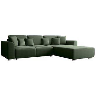 Vente-Unique Divano letto angolare reversibile in Tessuto Verde abete - MELTANA