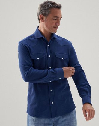 Brunello Cucinelli Blue Cotton Mens Shirt