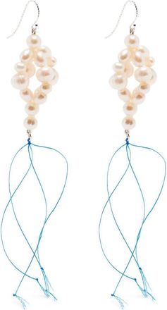 Bleue Burnham Sterling Silver Pearl Drop Earrings - Mens - Stone