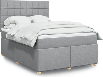 vidaXL Vidaxl - Cama Box Spring Con Colch&oacute;n Tela Gris Claro 160x200 Cm