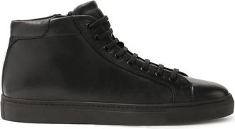 Kazar Minimalistische herensneakers met enkelbovenwerk - Heren - Sneakers - Zwart - 44 EU - Leer - Schoenen