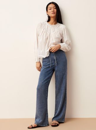 Icone Womens Lightweight denim drawcord-waist wide-leg pant