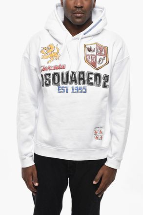 Dsquared2 Terry Cotton Hoodie with Prints Dsquared2