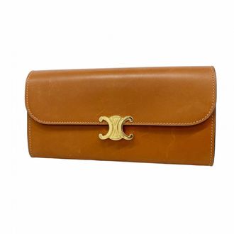 Celine Brown Leather Long Wallet (Bi-Fold) (Pre-Owned)